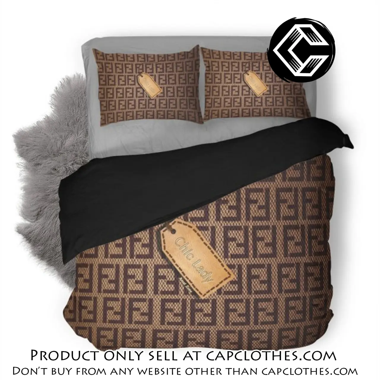 Fendi chic lady luxury logo fashion brand premium bedding set home decor cc4338653